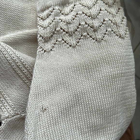 Beige crochet sweater Cardigan and calf length Skirt Set Ireland cotton flaws - Picture 6 of 6